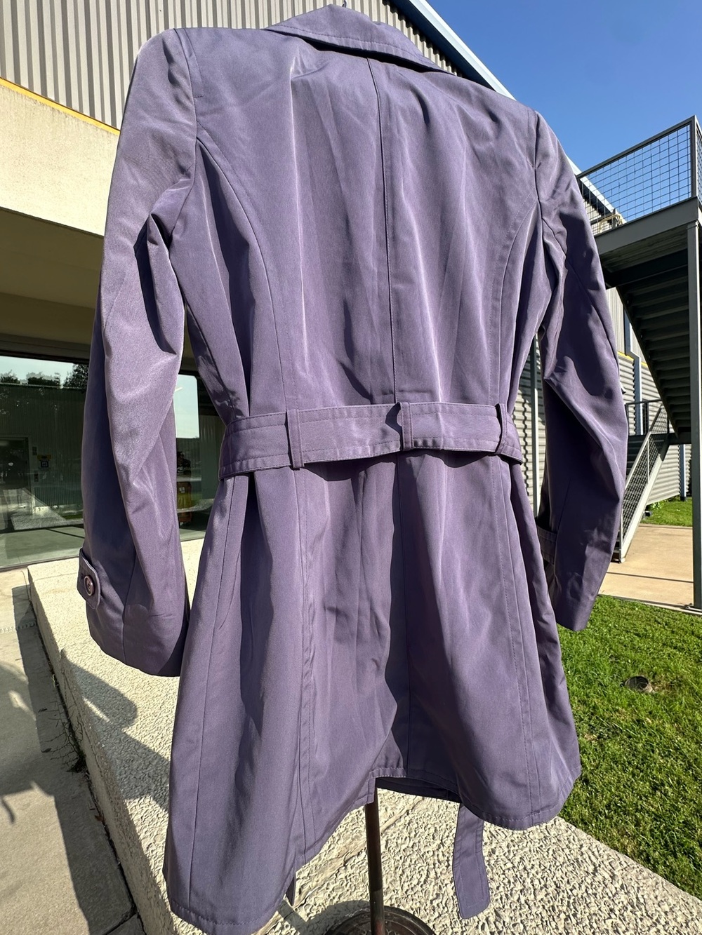 London Fog Women Lavender Trench Coat Lightweight Minimalist Belted Classic Chic - Picture 5 of 16